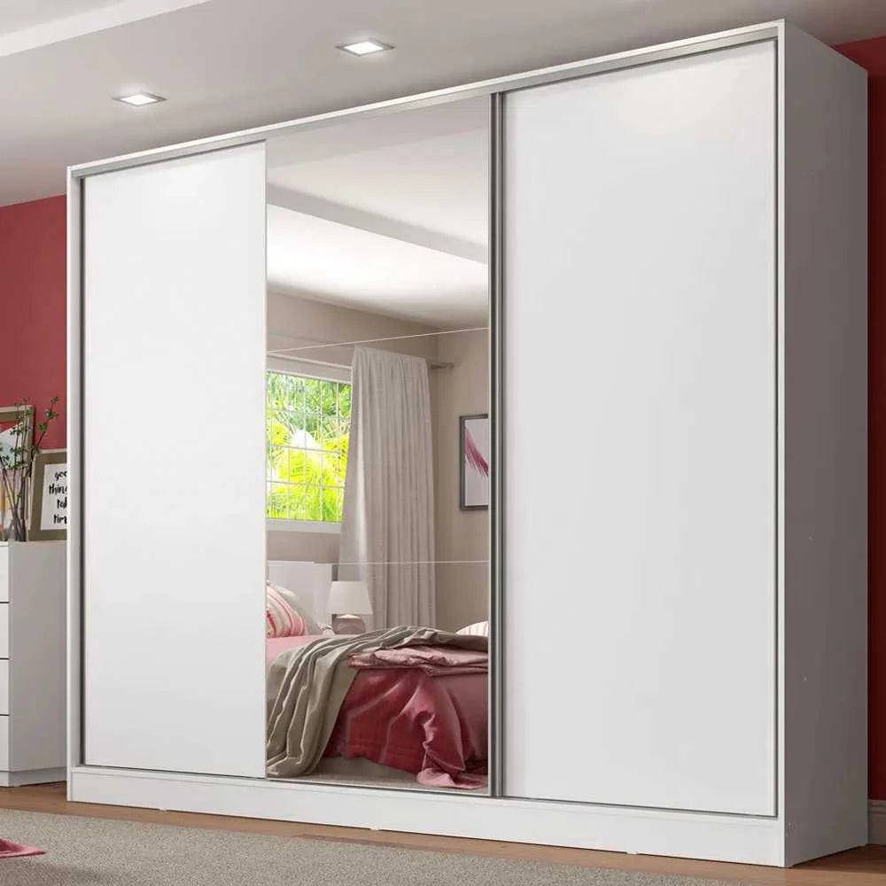Ropero Placard Matrimonial 100% MDF Zurique 231cm Puertas Corredizas con 1 Espejo