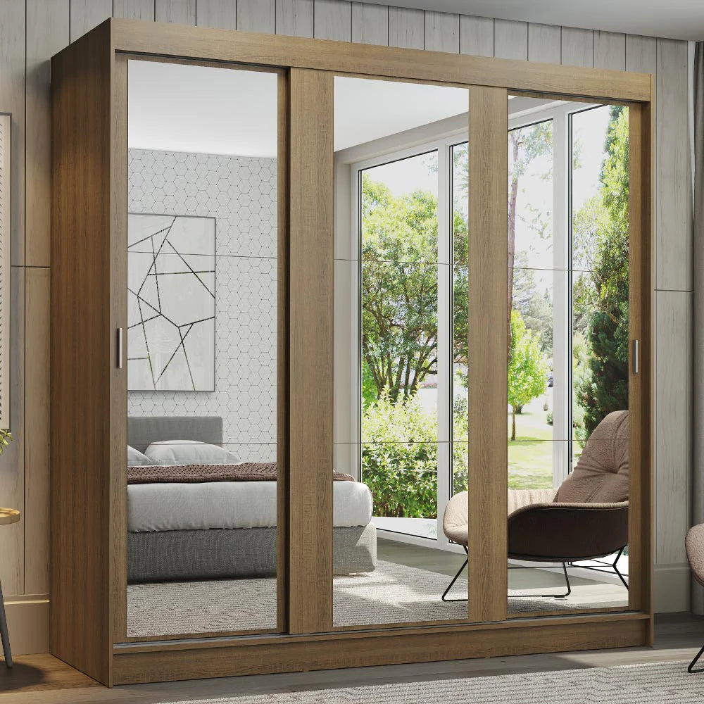 Ropero Placard Matrimonial Reno 180CM Pareja con 3 Espejos 3 Puertas Corredizas