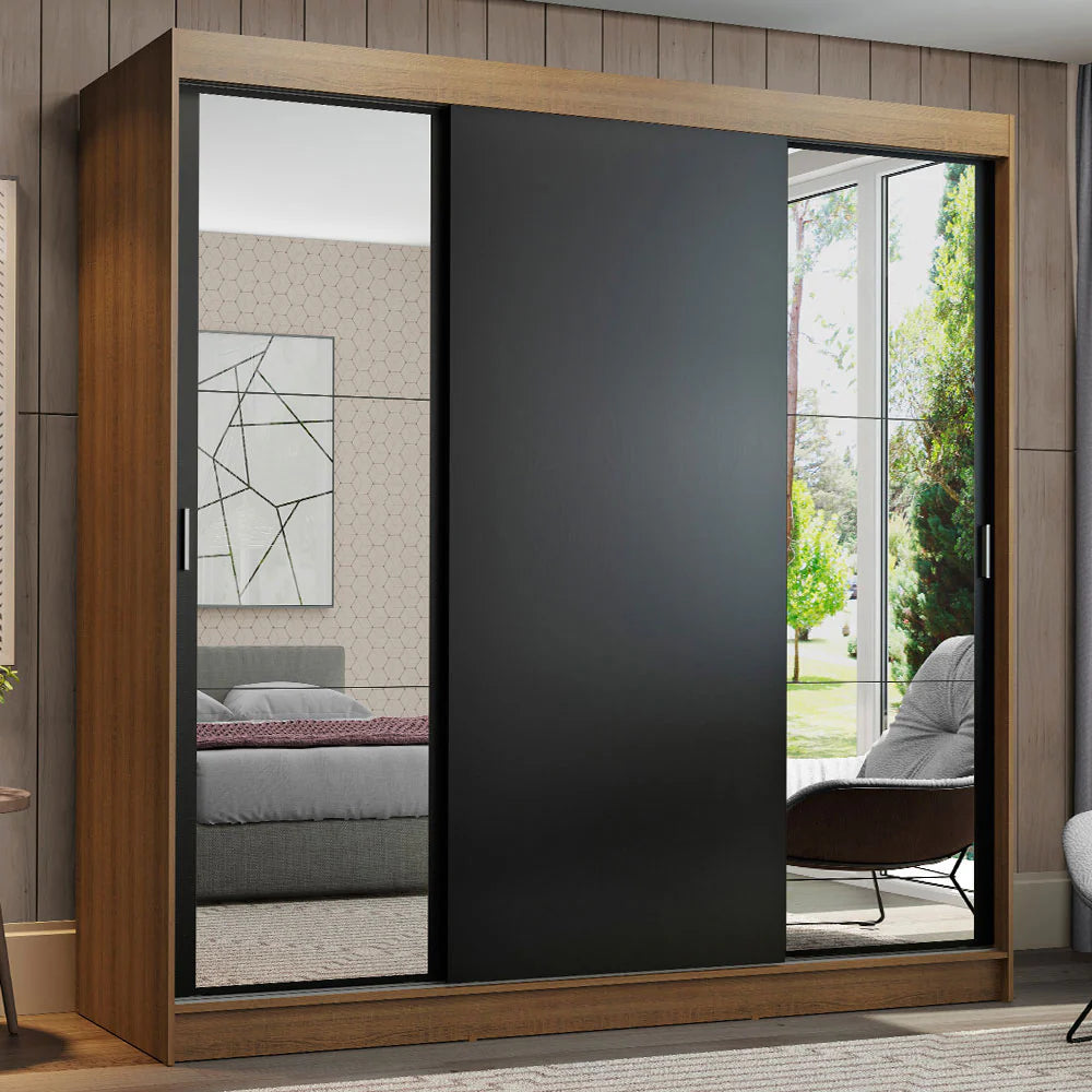 Ropero Placard Matrimonial Reno 180CM Pareja con 2 Espejos 3 Puertas Corredizas