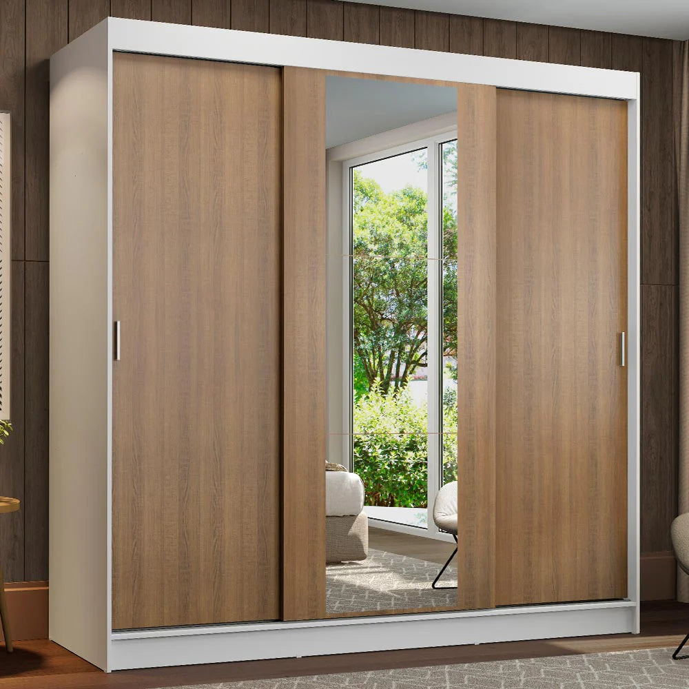 Ropero Placard Matrimonial Reno 180CM Pareja con 1 Espejo 3 Puertas Corredizas