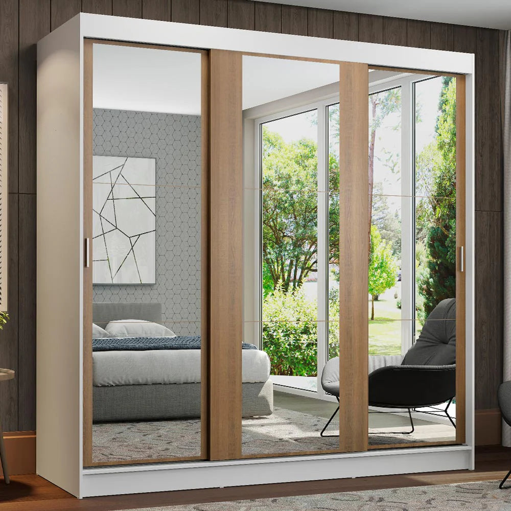 Ropero Placard Matrimonial Reno 180CM Pareja con 3 Espejos 3 Puertas Corredizas
