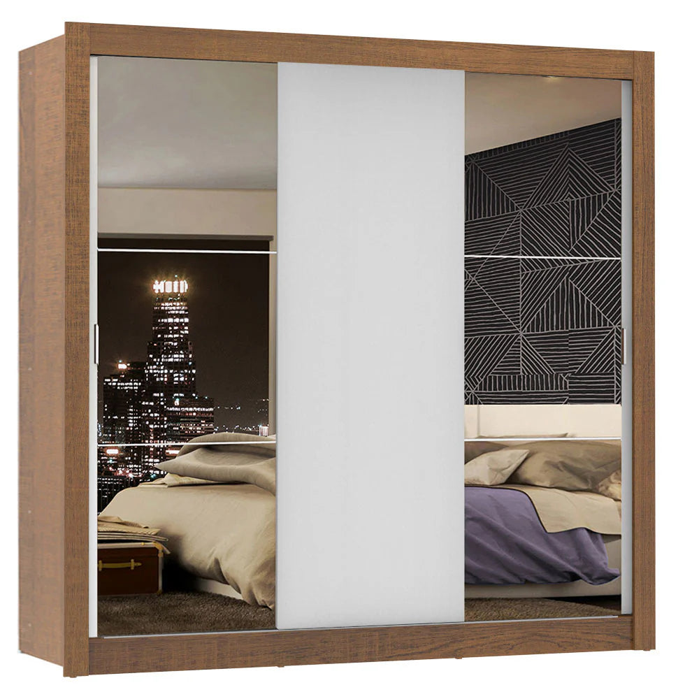 Ropero Placard Matrimonial Monaco 170CM con 2 Espejos 3 Puertas Corredizas