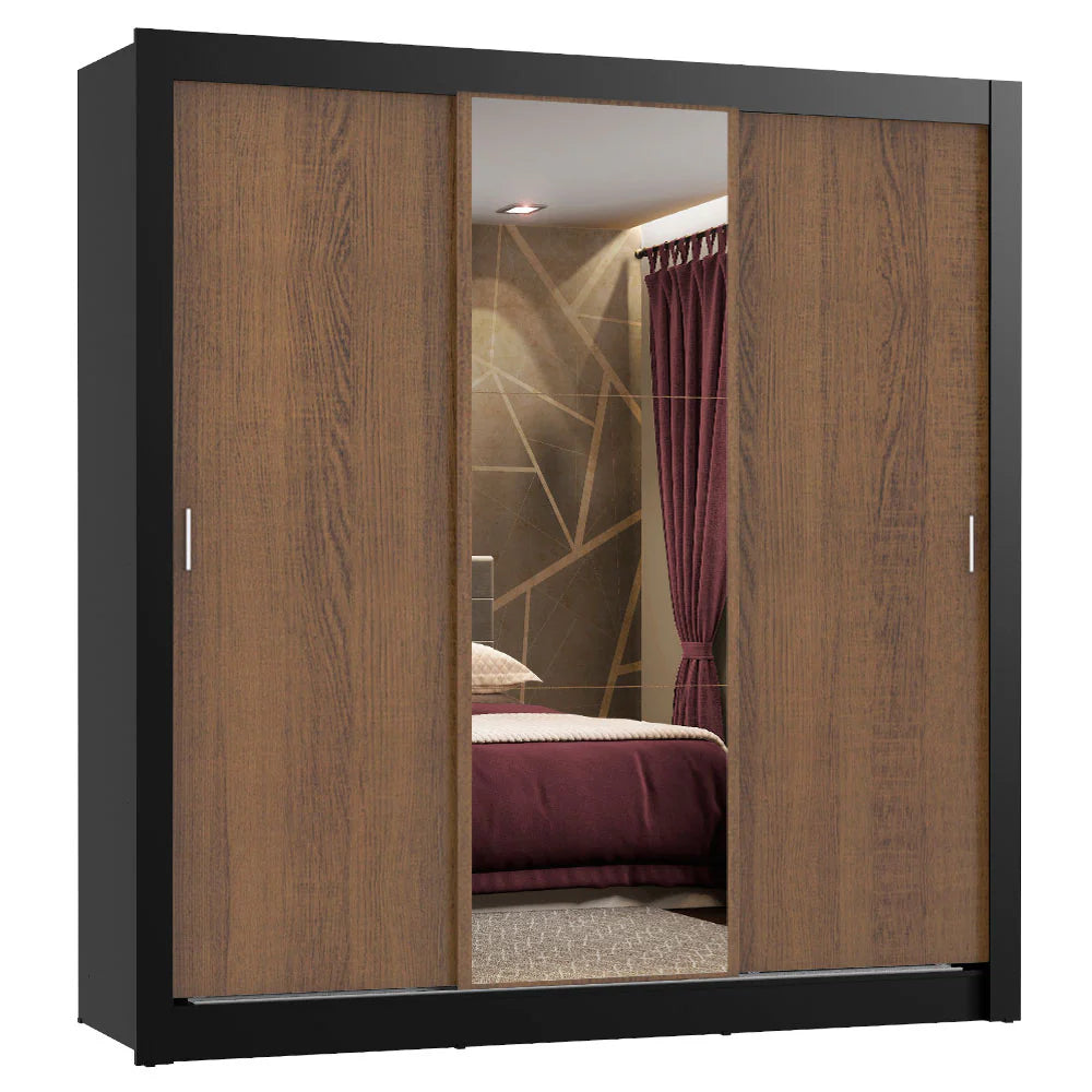 Ropero Placard Matrimonial Monaco 170CM con 1 Espejos 3 Puertas Corredizas