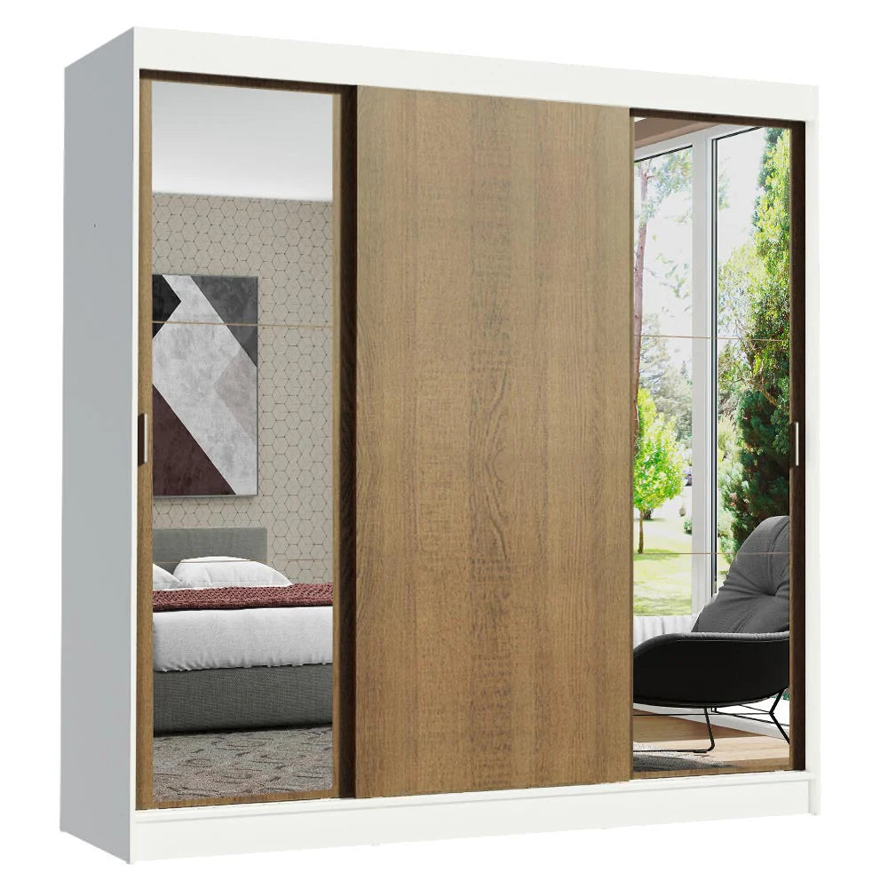 Ropero Placard Matrimonial Reno 180CM Pareja con 2 Espejos 3 Puertas Corredizas