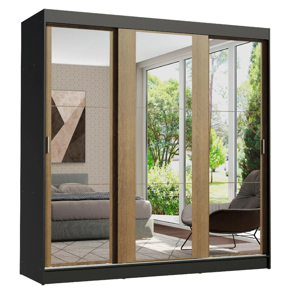 Ropero Placard Matrimonial Reno 180CM Pareja con 3 Espejos 3 Puertas Corredizas