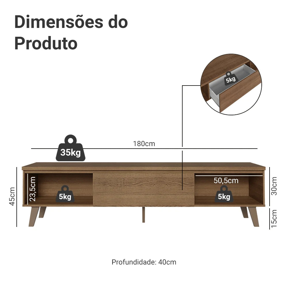 Rack para TV Reims 180cm hasta 75 Pulgadas Balton Hogar
