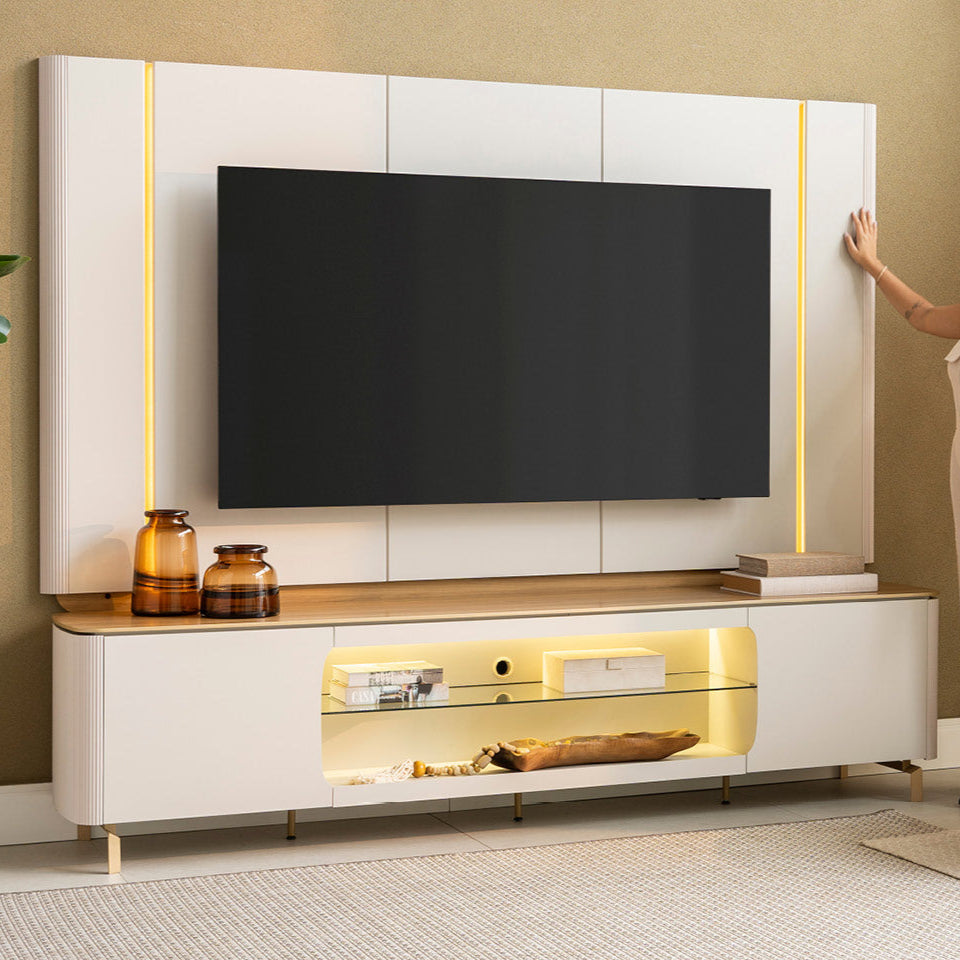 Rack para tv Santorini 240cm curvo con Led - Patas en metal