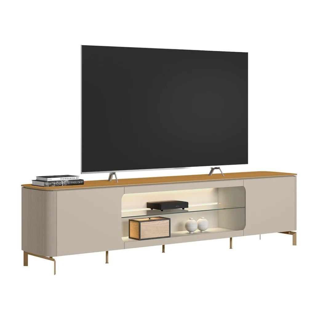 Rack para tv Santorini 240cm curvo con Led - Patas en metal