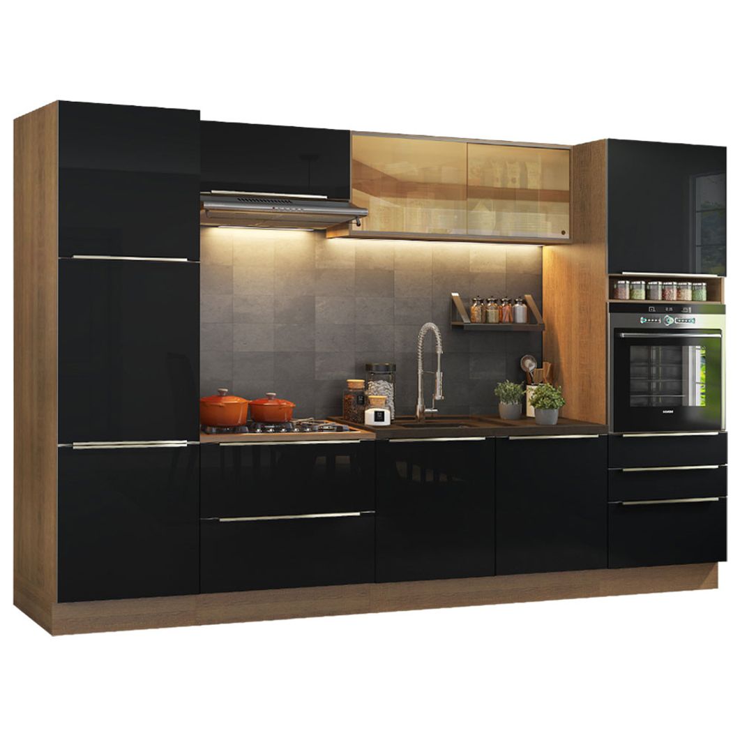 Cocina Completa Modulada Lux 320cm Rustic/Gris - Balton Hogar