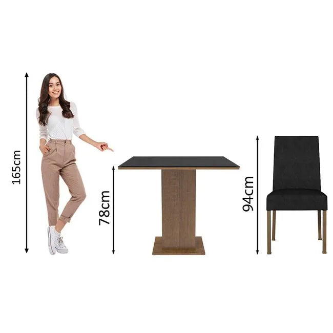 Juego de Comedor Mesa de Cristal con 4 Sillas Evelin - Balton