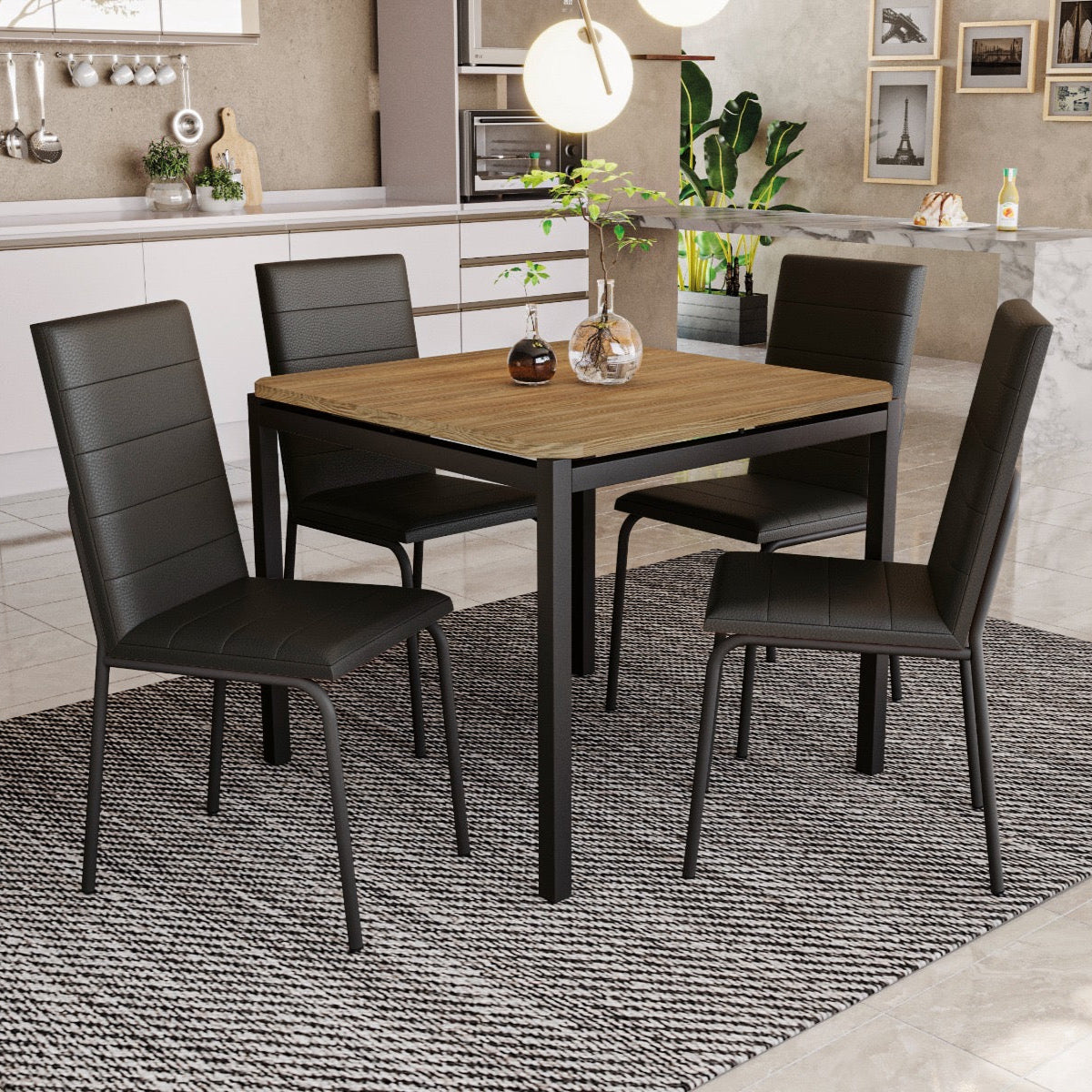 JUEGO DE COMEDOR MADRID 90CM 4 LUGARES