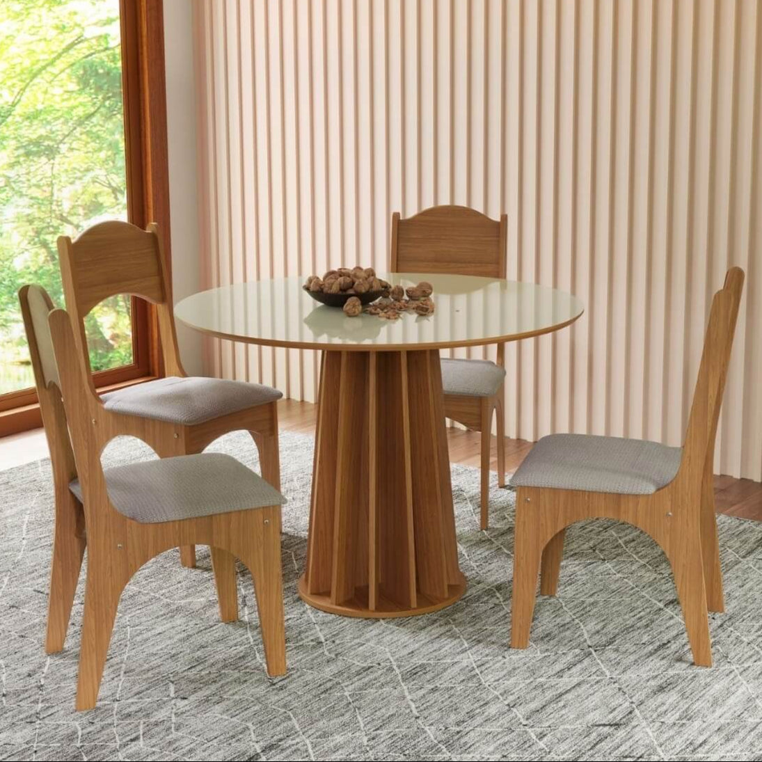 Juego de comedor Berlin + 4 Sillas Mela- 100% MDF