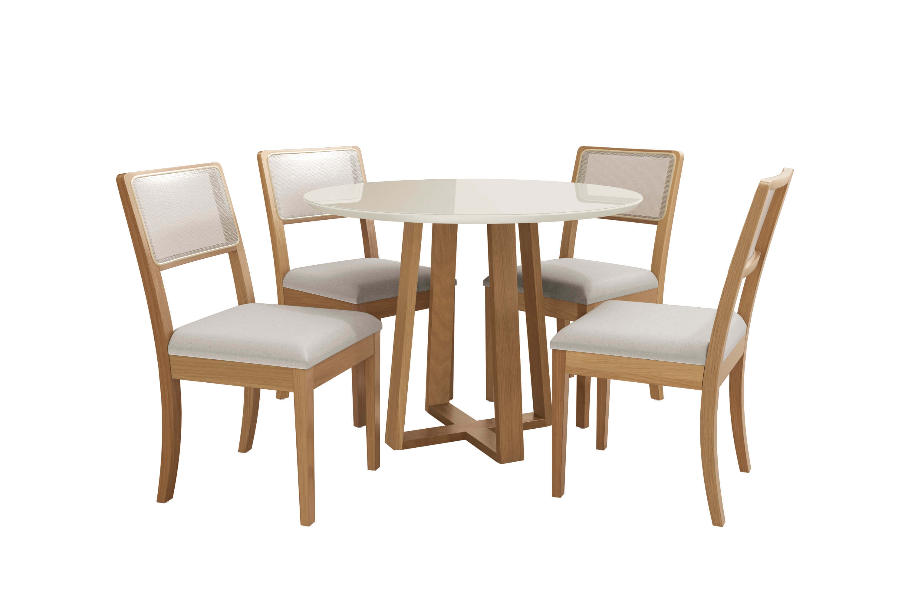 Juego de Comedor Rebeca 4 Sillas Madera Maciza y Vidrio Sobrepuesto