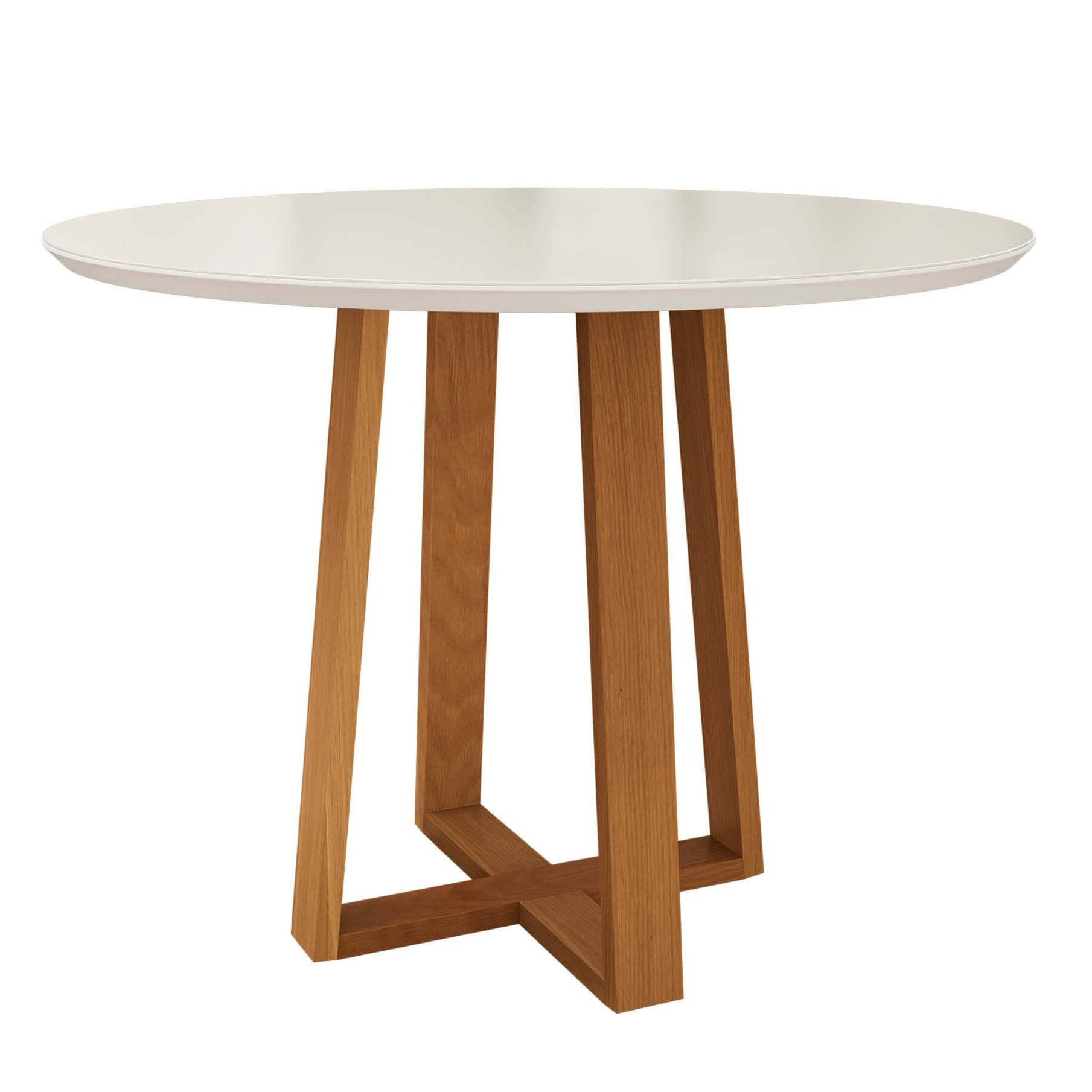 Mesa Elma Redonda 120cm - Madera Maciza y Vidrio Sobrepuesto