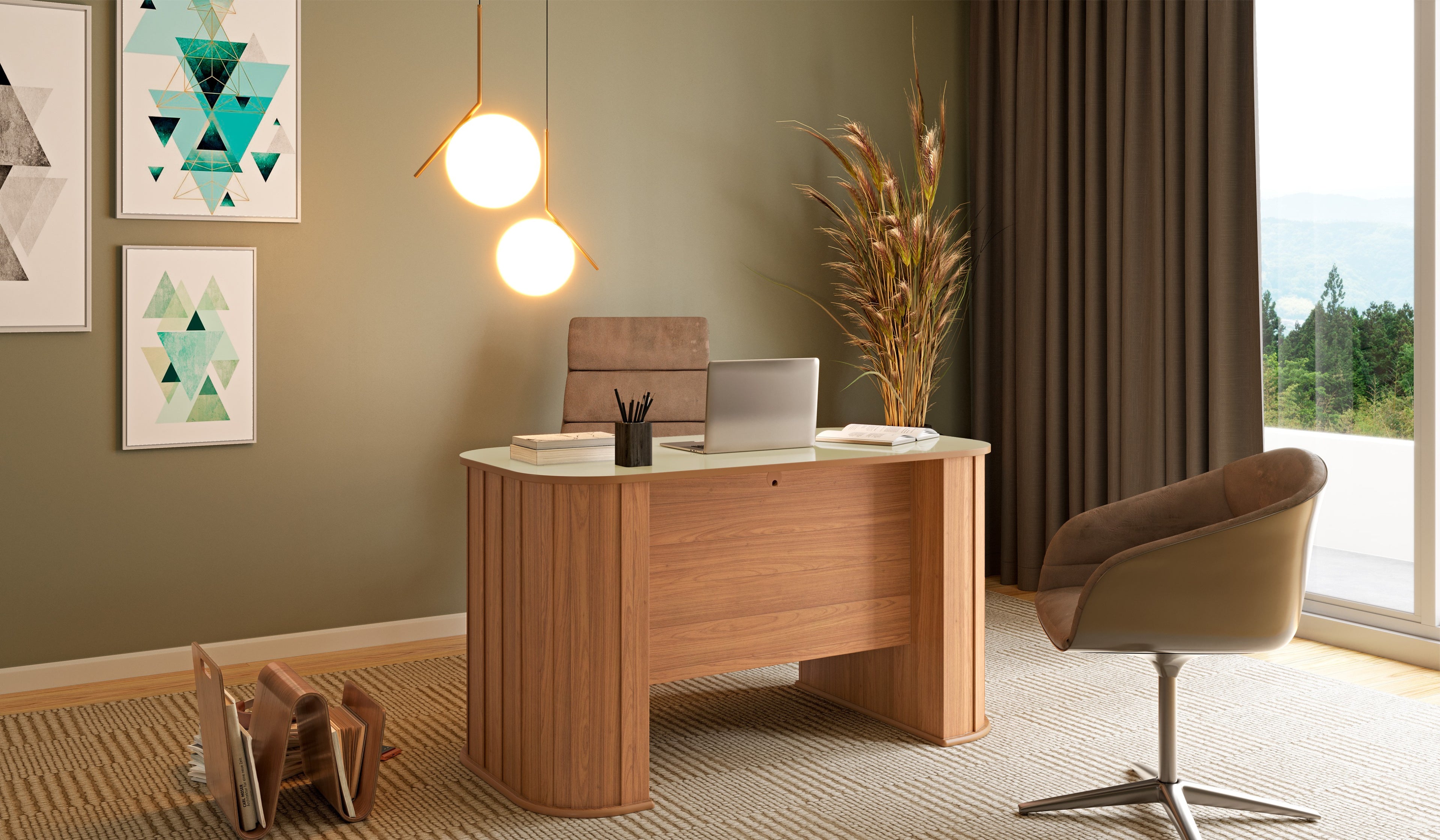Escritorio Munich Curvo Mesa de Oficina C/1 Cajon 135cm 100% MDF