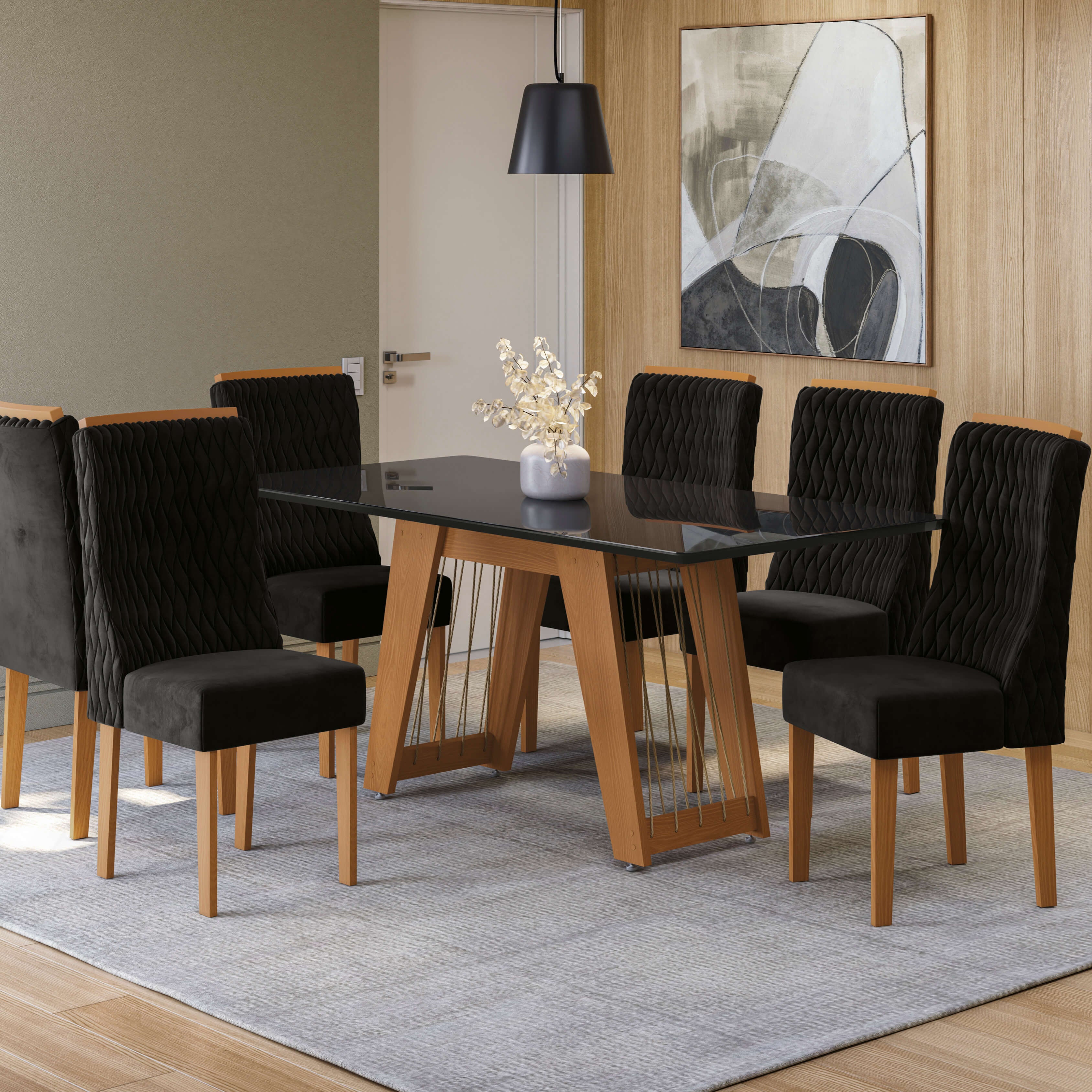 Juego de Comedor Mora con 6 Sillas - Vidrio (Ultima unidad armada)