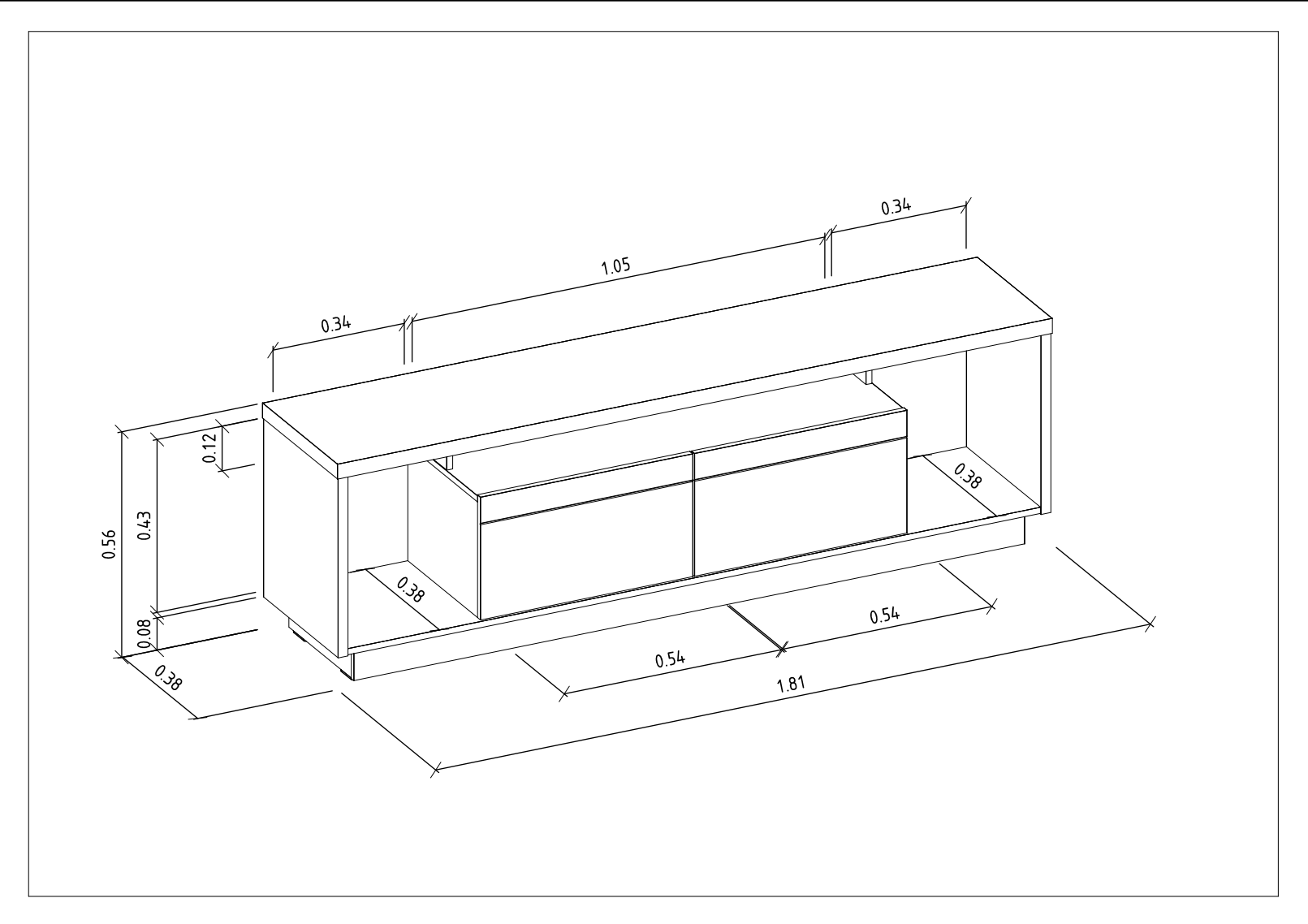 Rack tv Sala Cronos 180cm con tira Led MDF/MDP