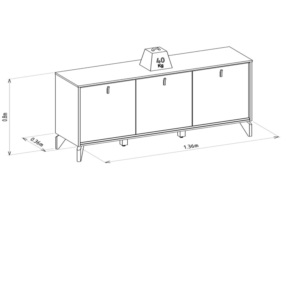 Aparador Recibidor Aura 140cm - Patas en madera maciza