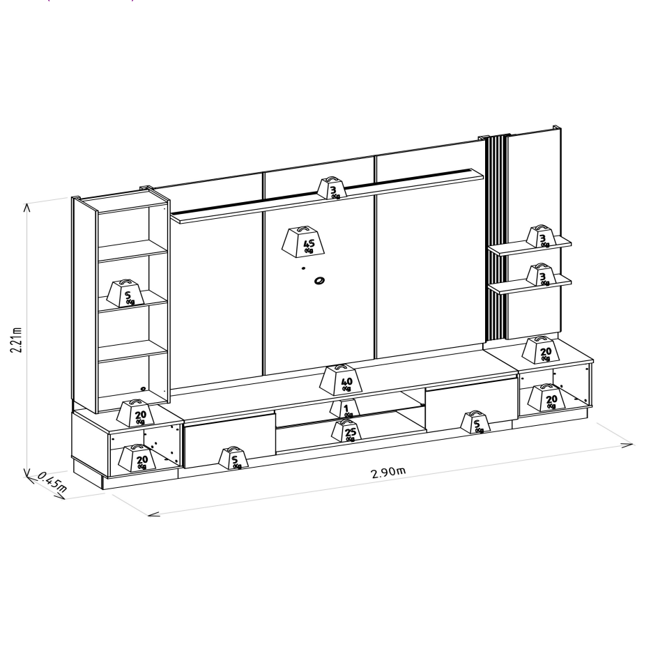 Conjunto Modular - Magnum 290CM - Cristalero con Led