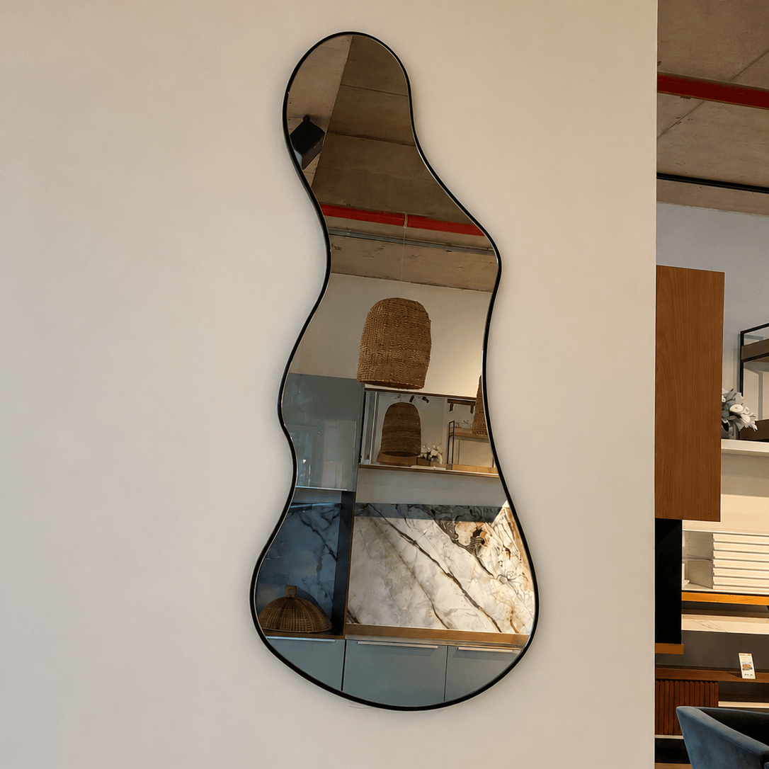 Espejo Organico Marena Irregular 89cm 100% Mdf Negro Mate