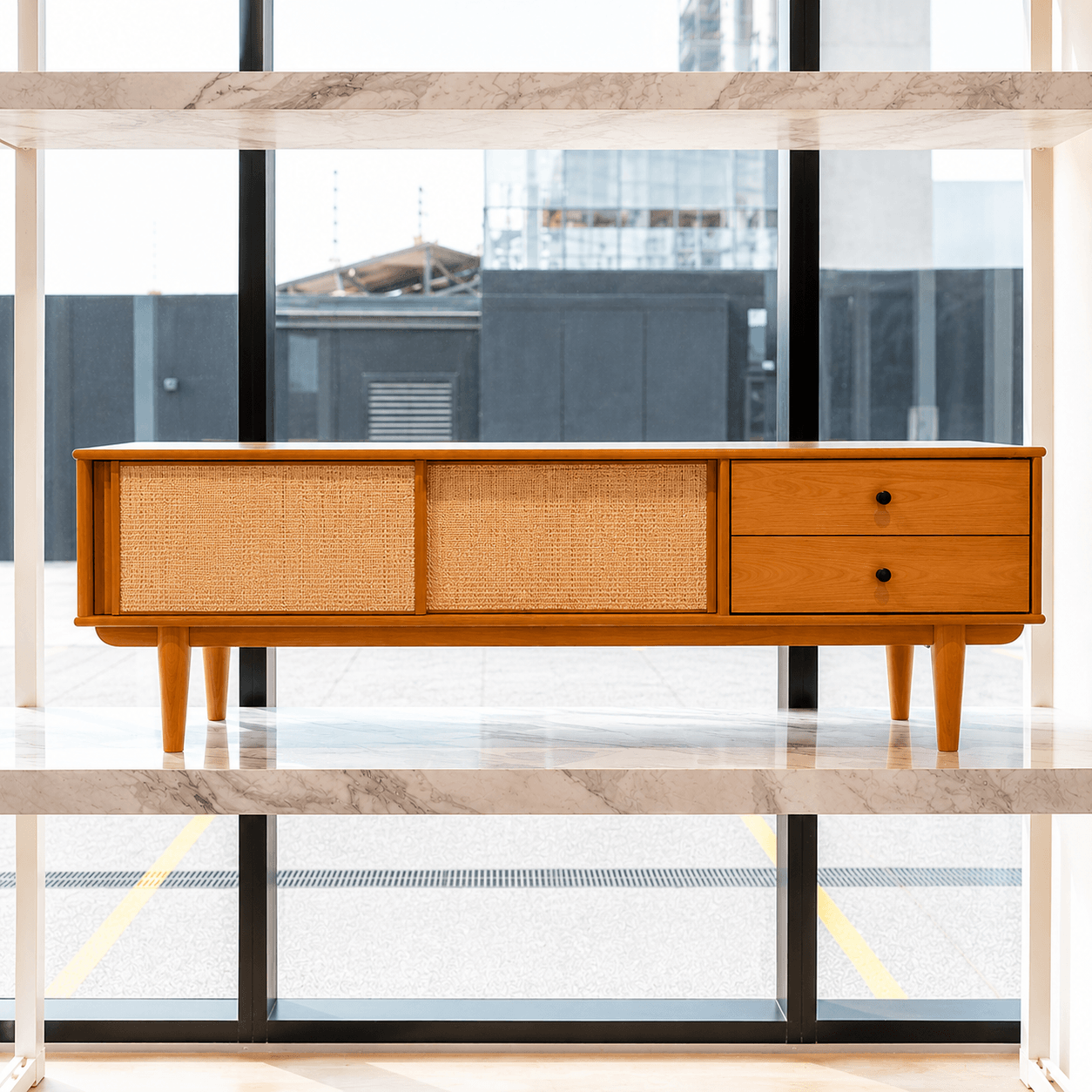 Rack TV 175CM con Ratan Serena - Madera Maciza