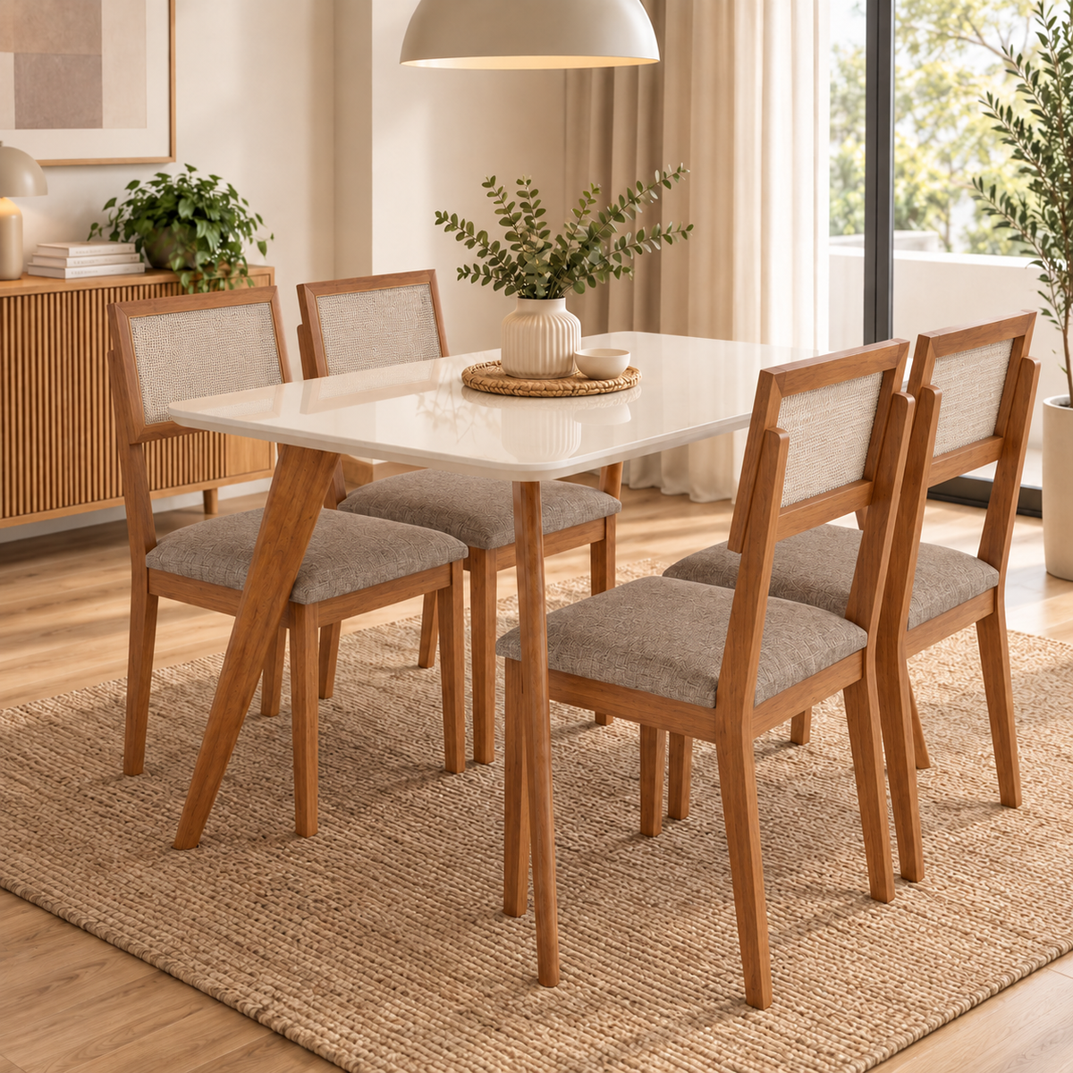 Juego de Comedor Amara 1.30cm con 4 Sillas Enara