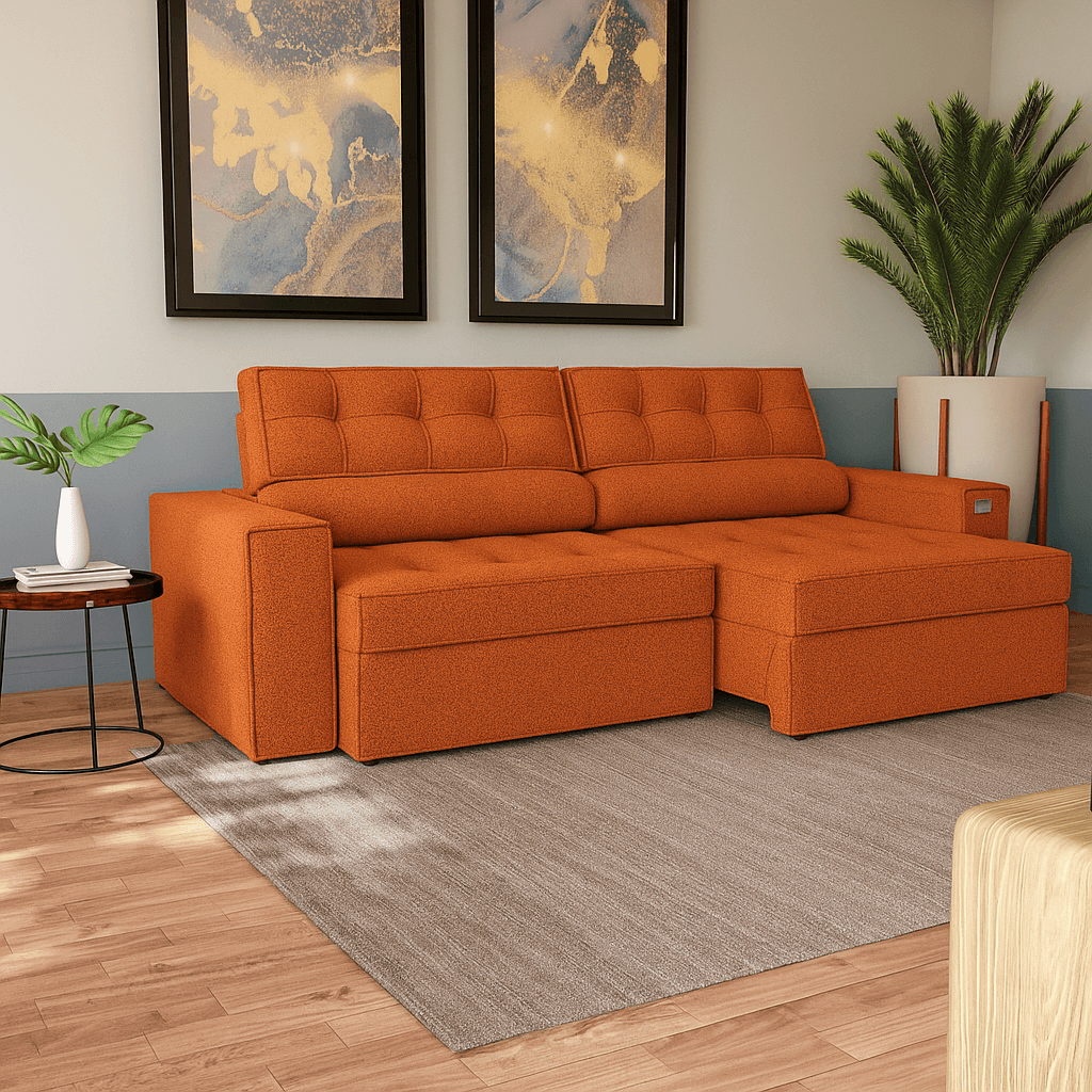 SOFA LANUS ARENA 2.70CM RETRACTIL RECLINABLE