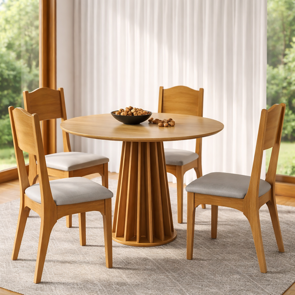 Juego de comedor Berlin + 4 Sillas Mela- 100% MDF