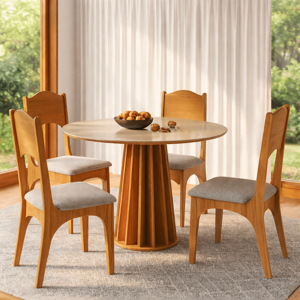 Juego de comedor Berlin + 4 Sillas Mela- 100% MDF