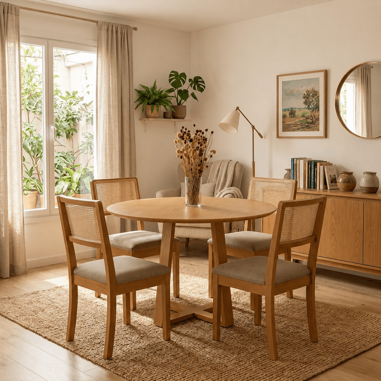 Juego de Comedor Asia Redonda con 4 Sillas Lola