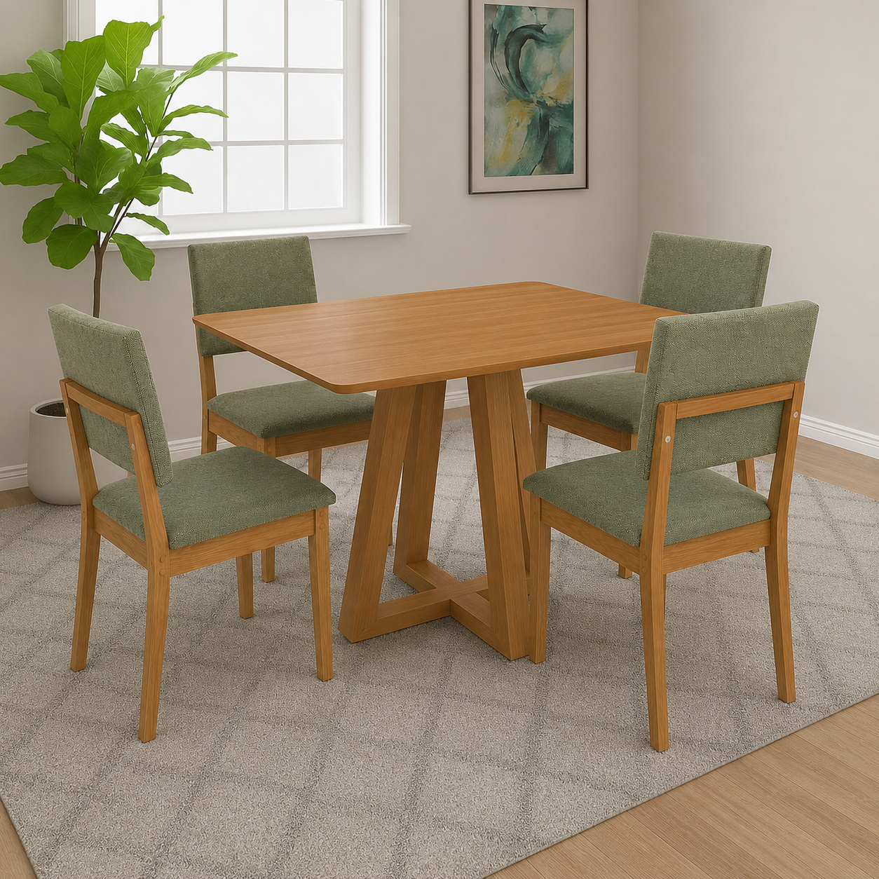 Juego de Comedor Alva 120cm con 4 Sillas Luna