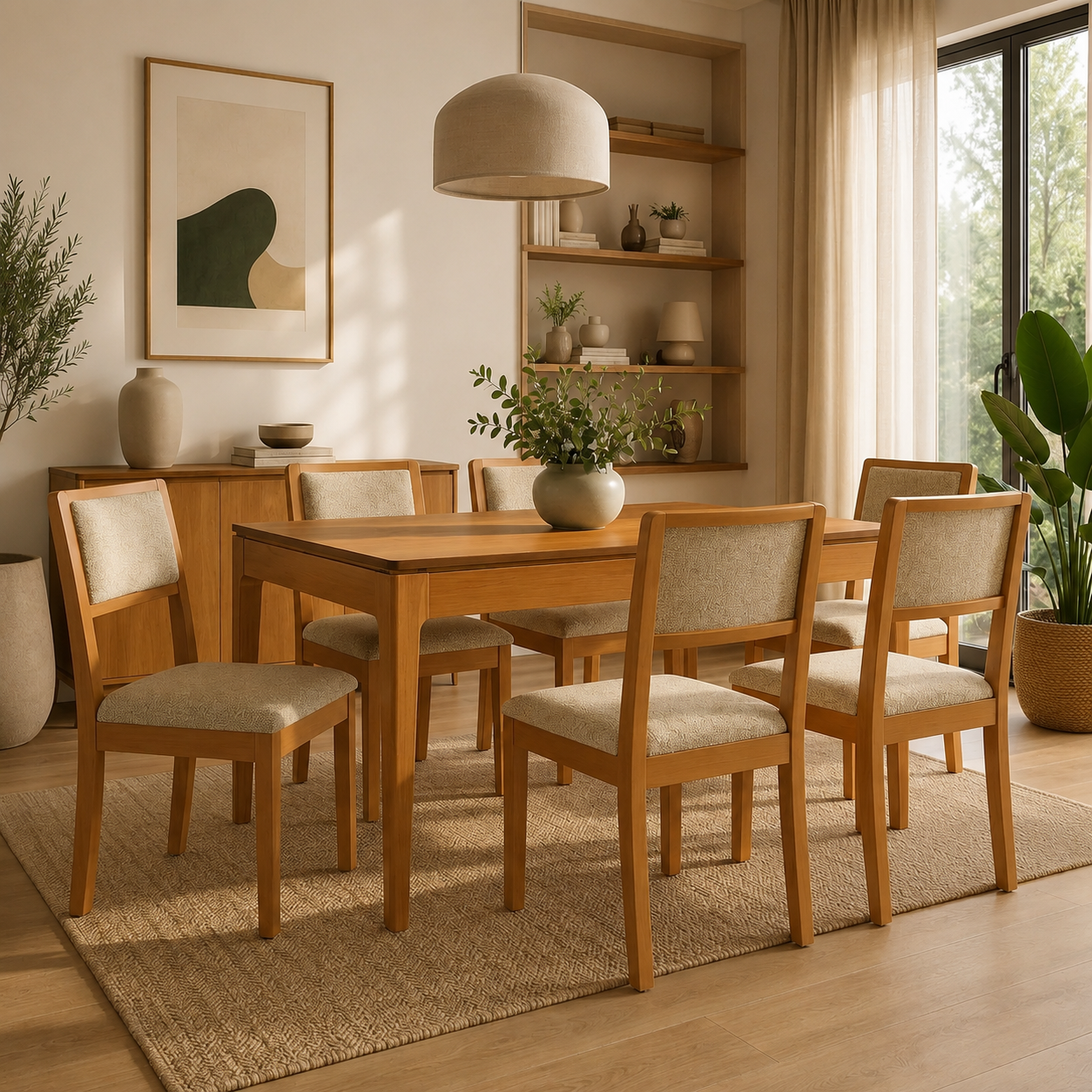 Juego de comedor Mira Madera Maciza con 6 Sillas Alice