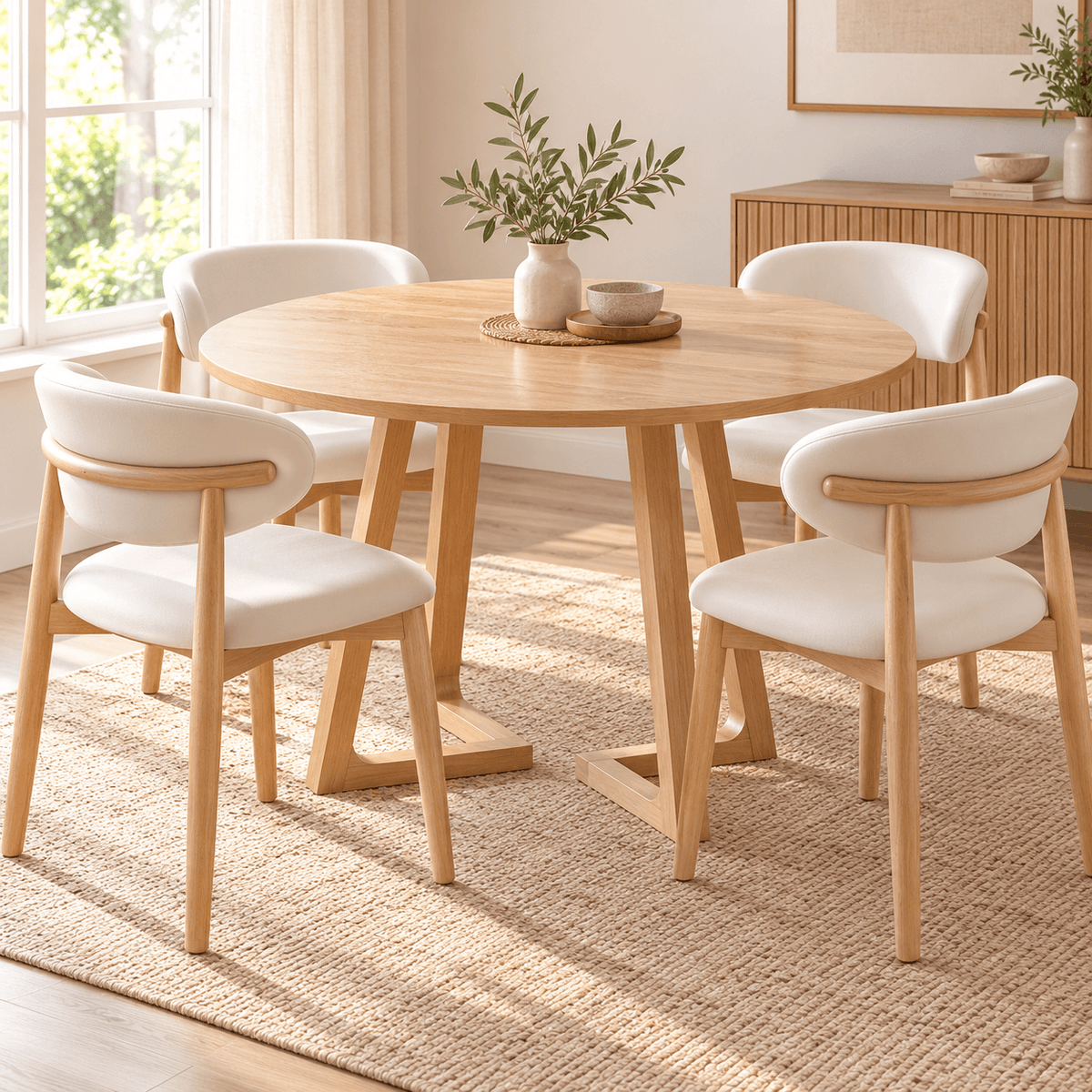 Juego de Comedor Alba 1.00cm con 4 sillas Mia en Cuerina