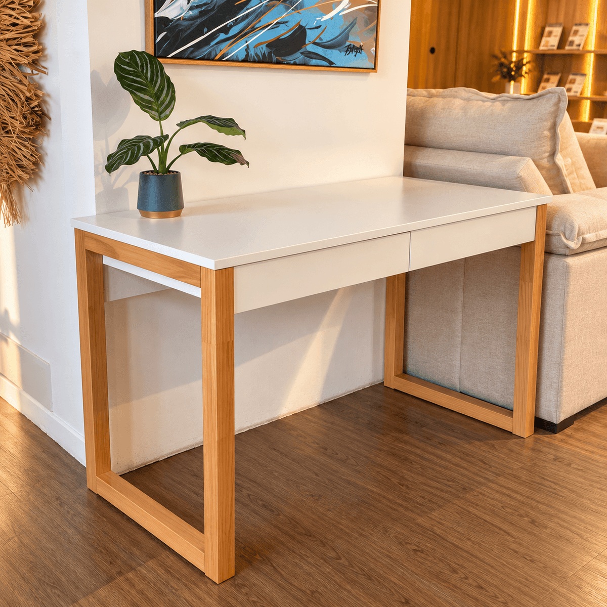 Escritorio 110cm Nara 2 Cajones - Madera Maciza