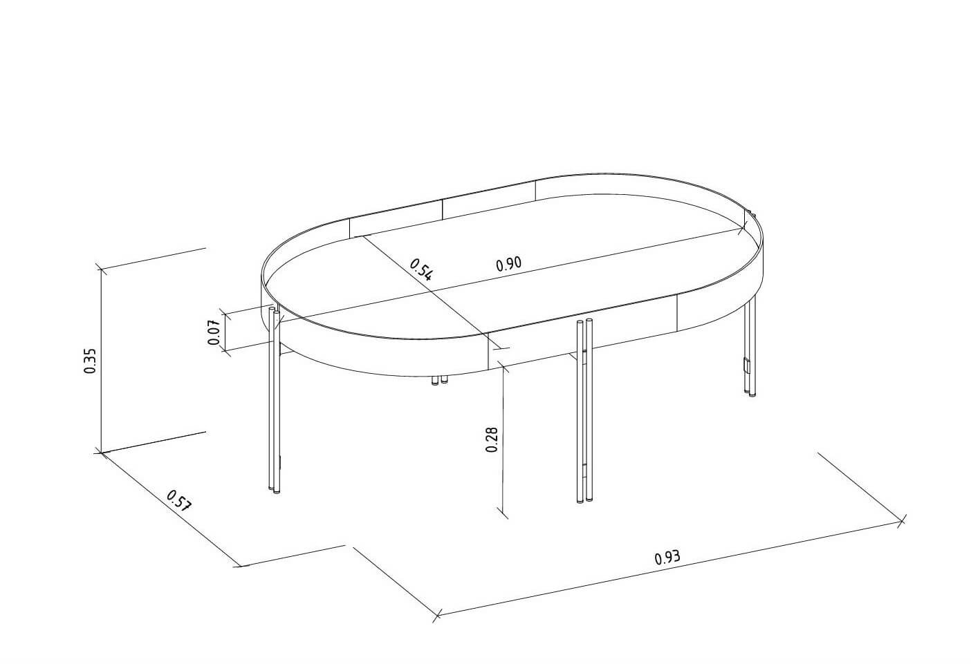 Mesa Ratona Monaco 93cm Cuero/MDF