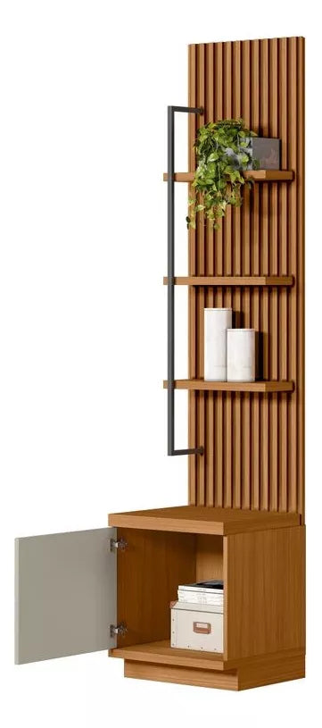 Rack con Panel Ouro Listones de madera y Led 268cm MDF/MDP