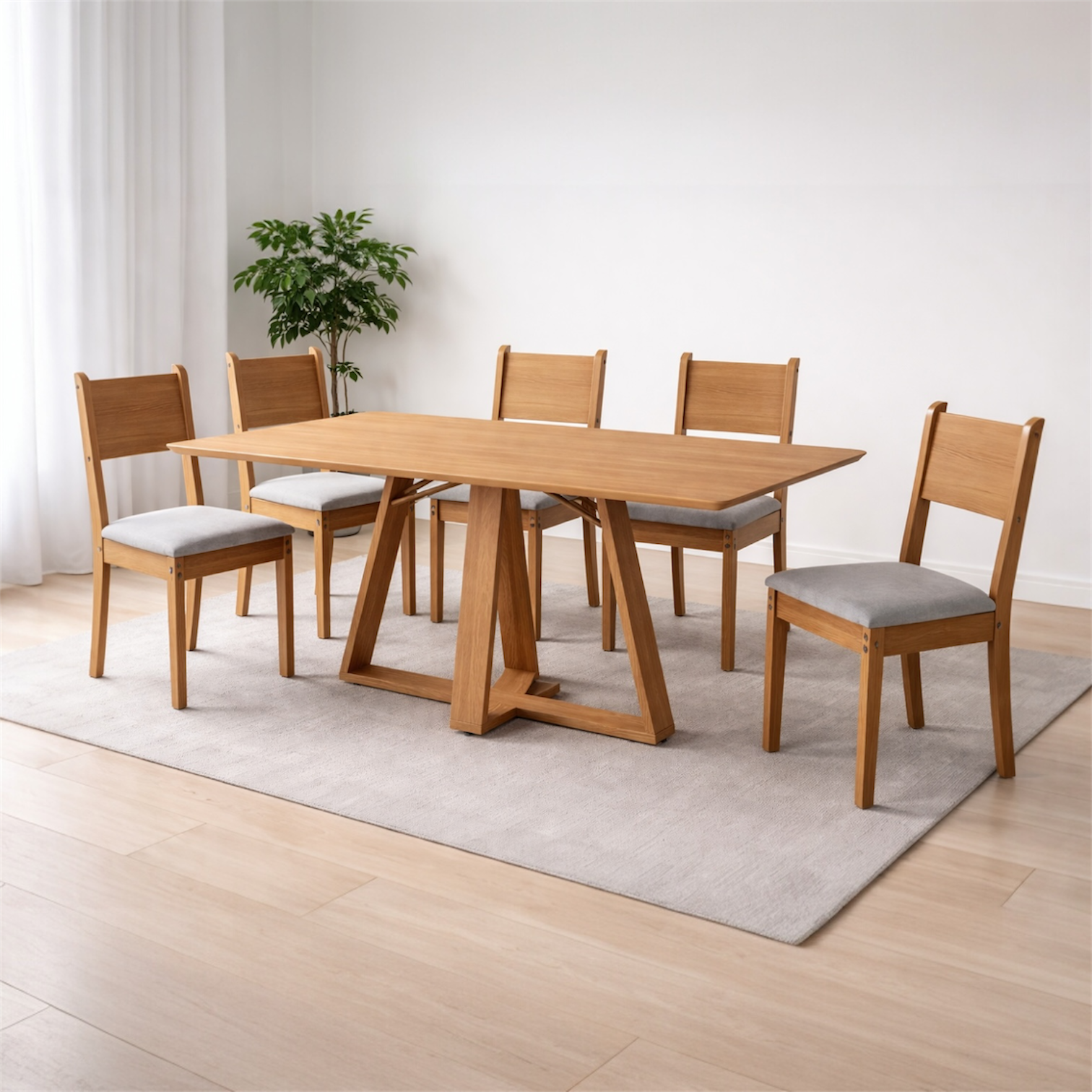 Juego de Comedor Alva 160CM + 6 Sillas Cora