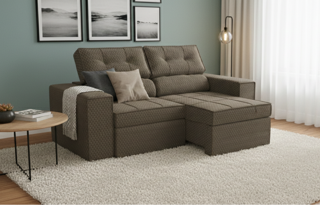 SOFA RETRACTIL/RECLINABLE 6 POSICIONES LANUS 206CM