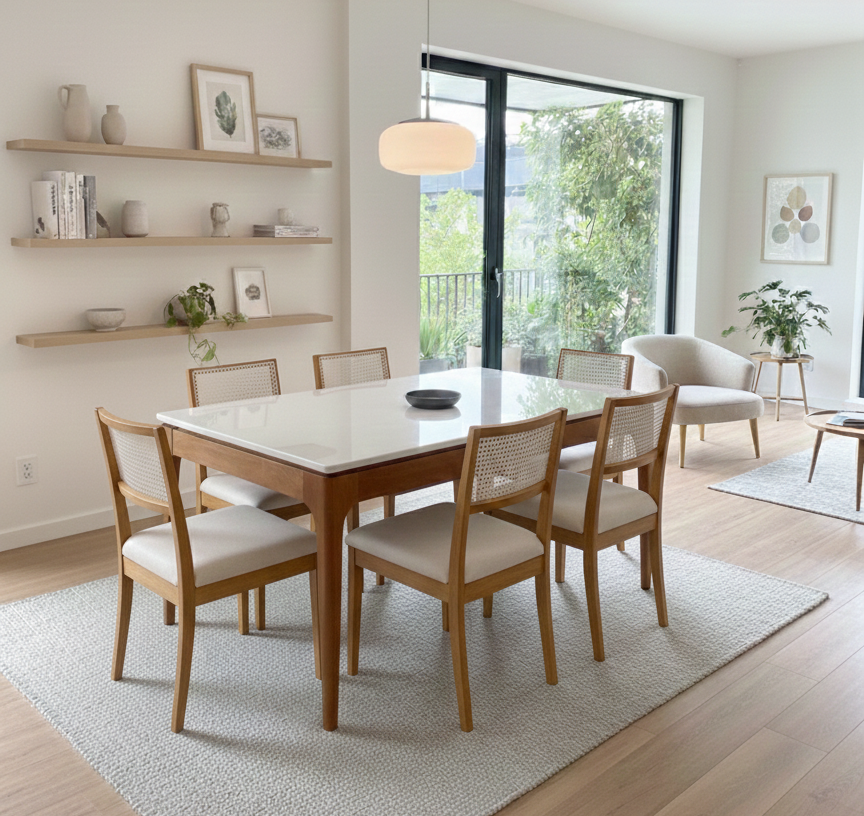 Juego de comedor de 6 Sillas Lola y Mesa de Comedor Mira