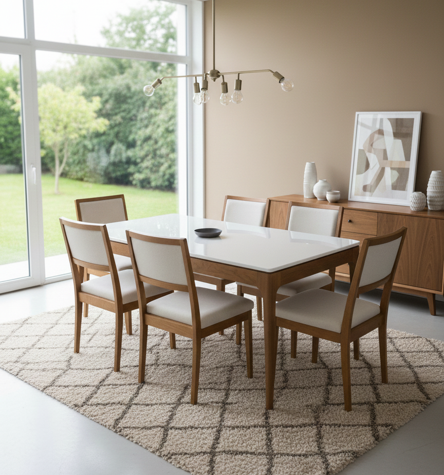 Juego de comedor de 6 Sillas Alice y Mesa de Comedor Mira