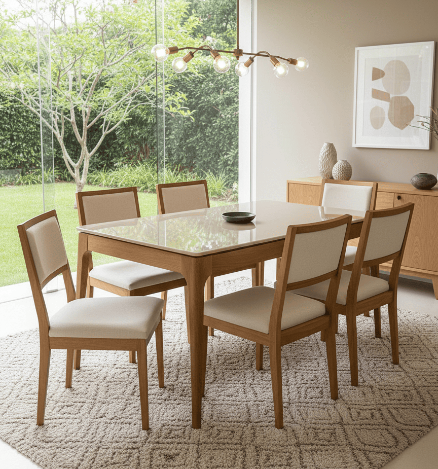 Juego de comedor de 6 Sillas Alice y Mesa de Comedor Mira