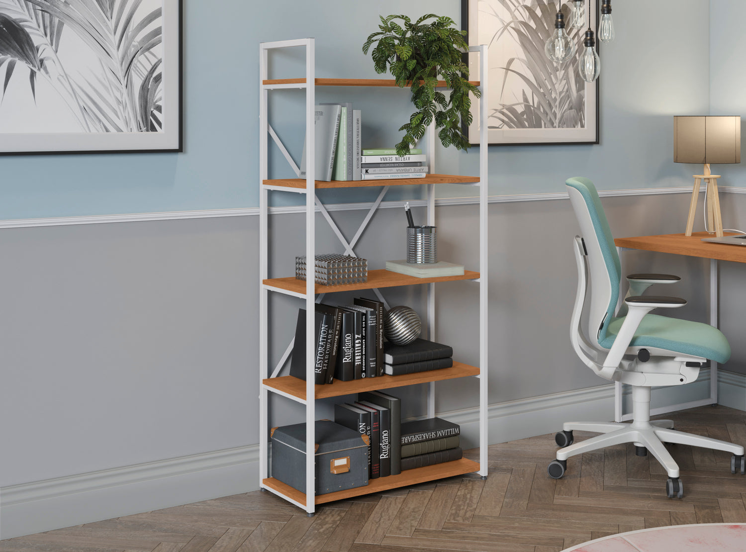 ESTANTERIA CON 5 ESTANTES LINEA INDUSTRIAL HIERRO - BALTON HOGAR