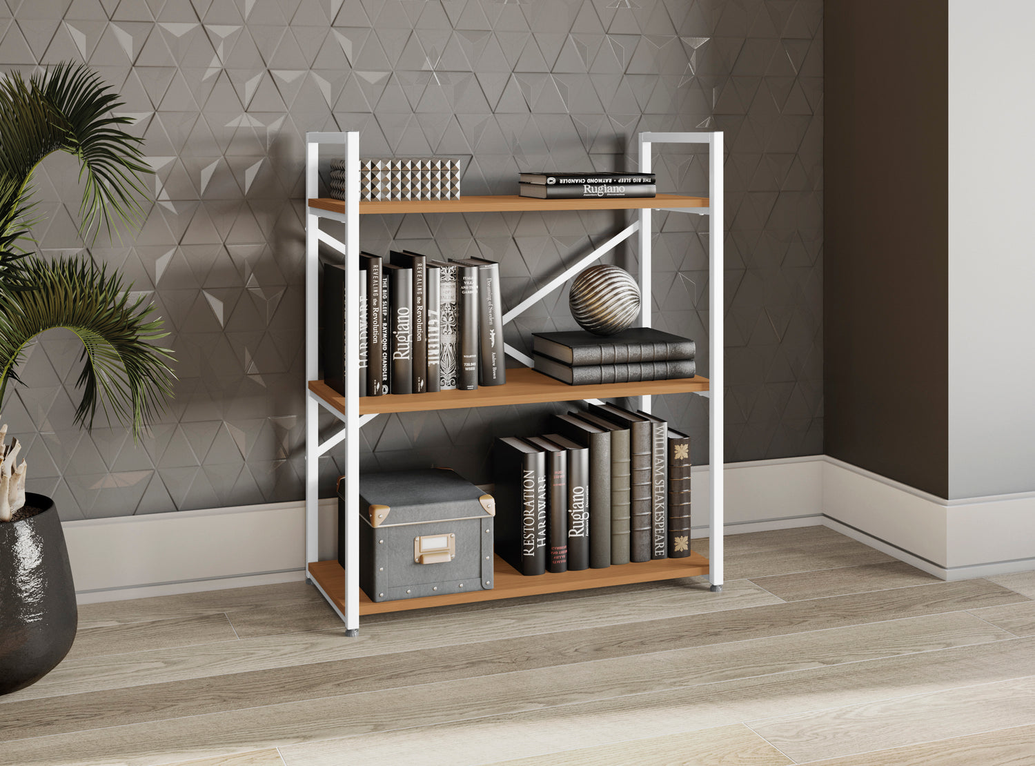 ESTANTERIA BAJA CON 3 ESTANTES LINEA INDUSTRIAL HIERRO - BALTON HOGAR