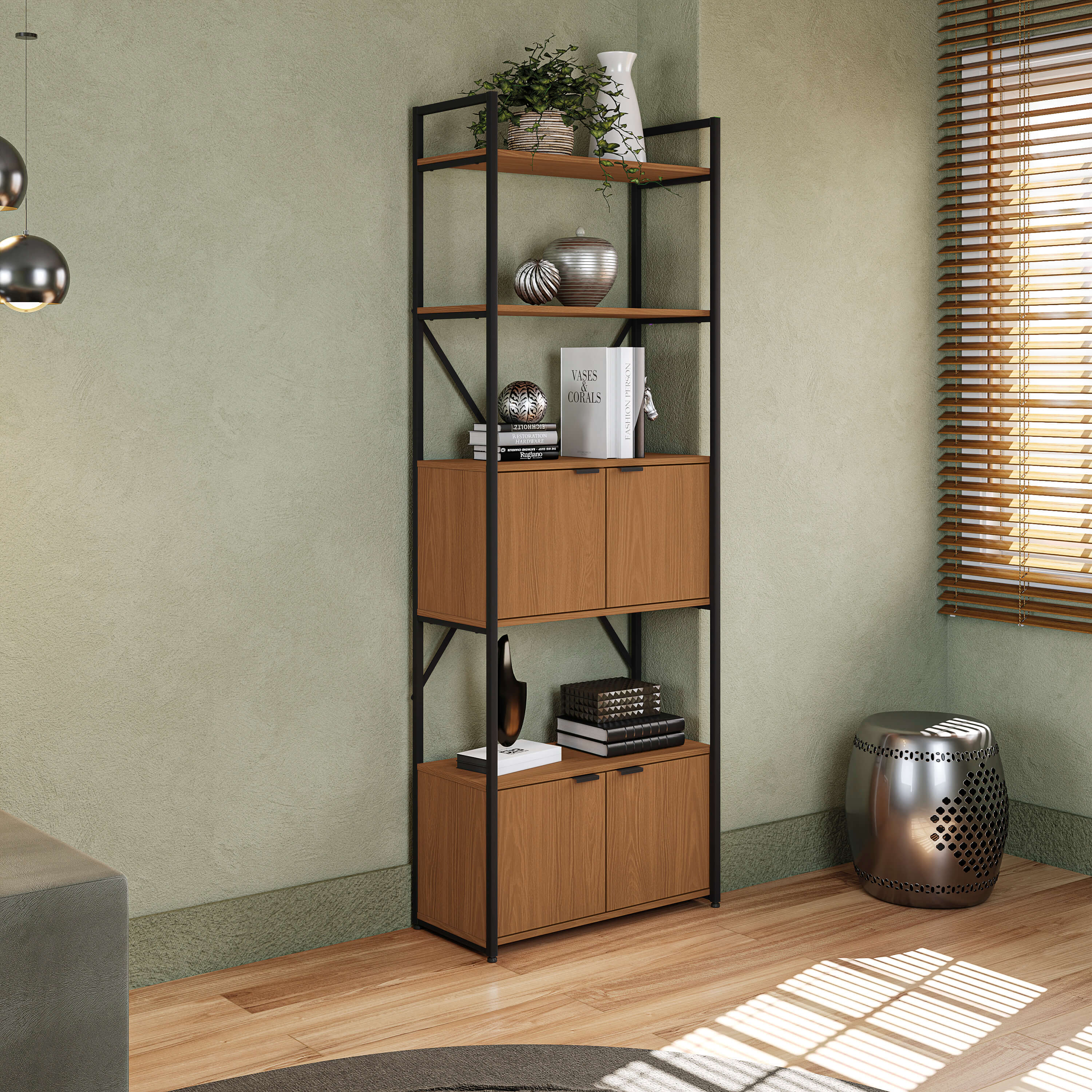 ESTANTERIA CON PUERTAS LINEA INDUSTRIAL HIERRO - BALTON HOGAR