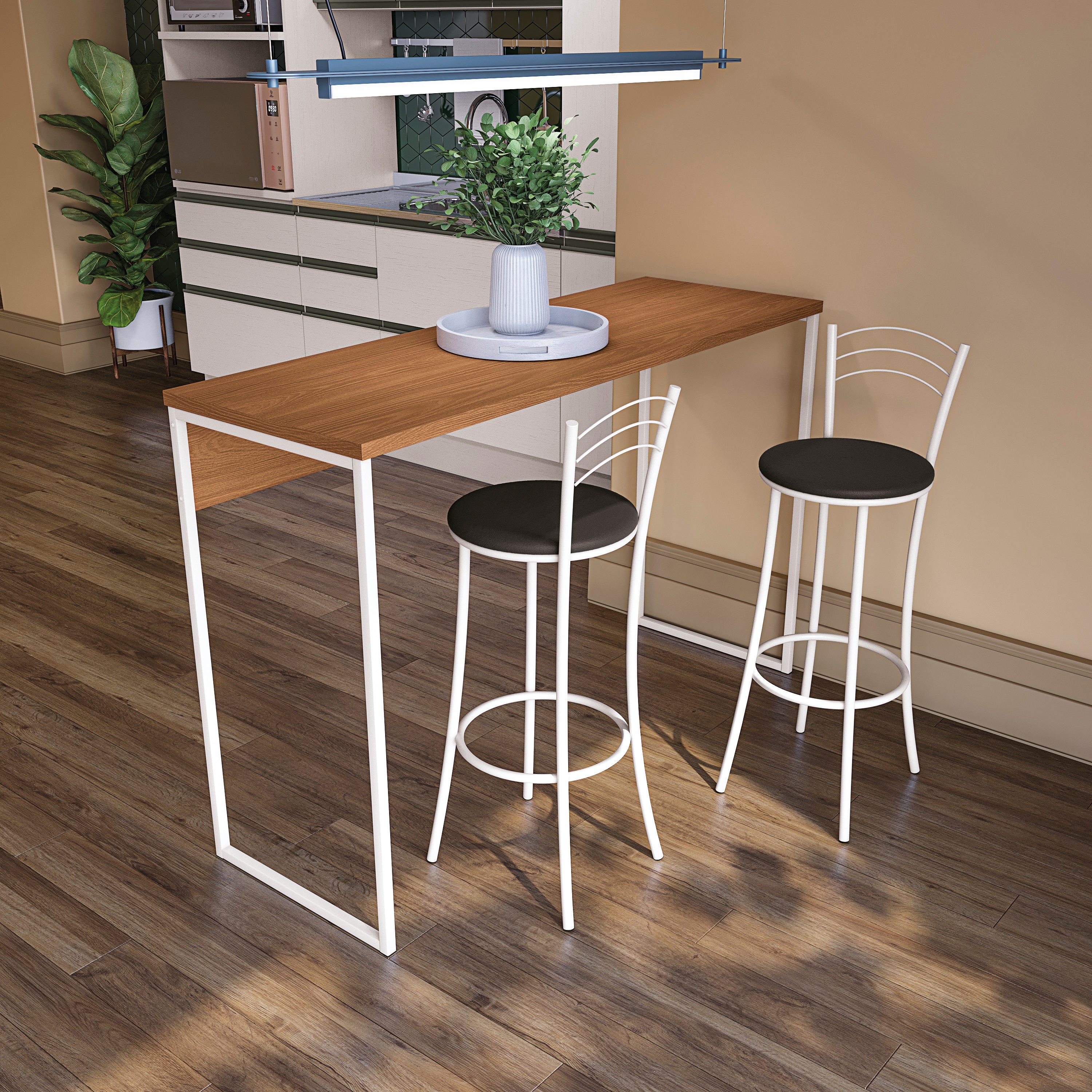 BARRA DESAYUNADOR ISLA 136CM LINEA INDUSTRIAL HIERRO