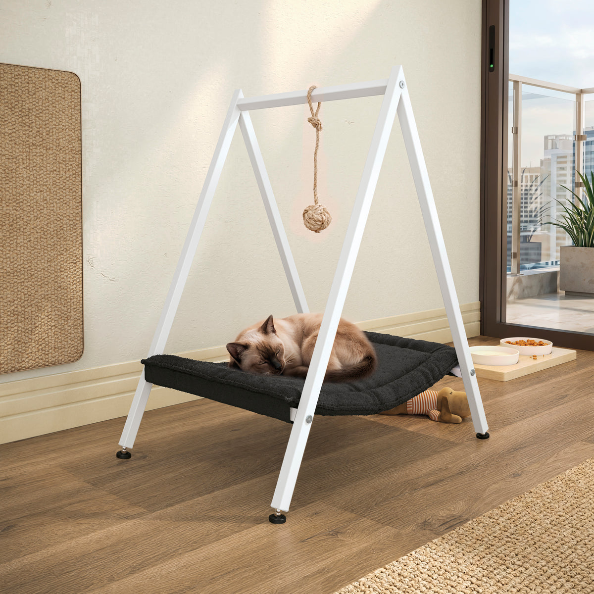 CAMA HAMACA PARA MASCOTAS CON SOPORTE PARA JUGUETE LÍNEA INDUSTRIAL