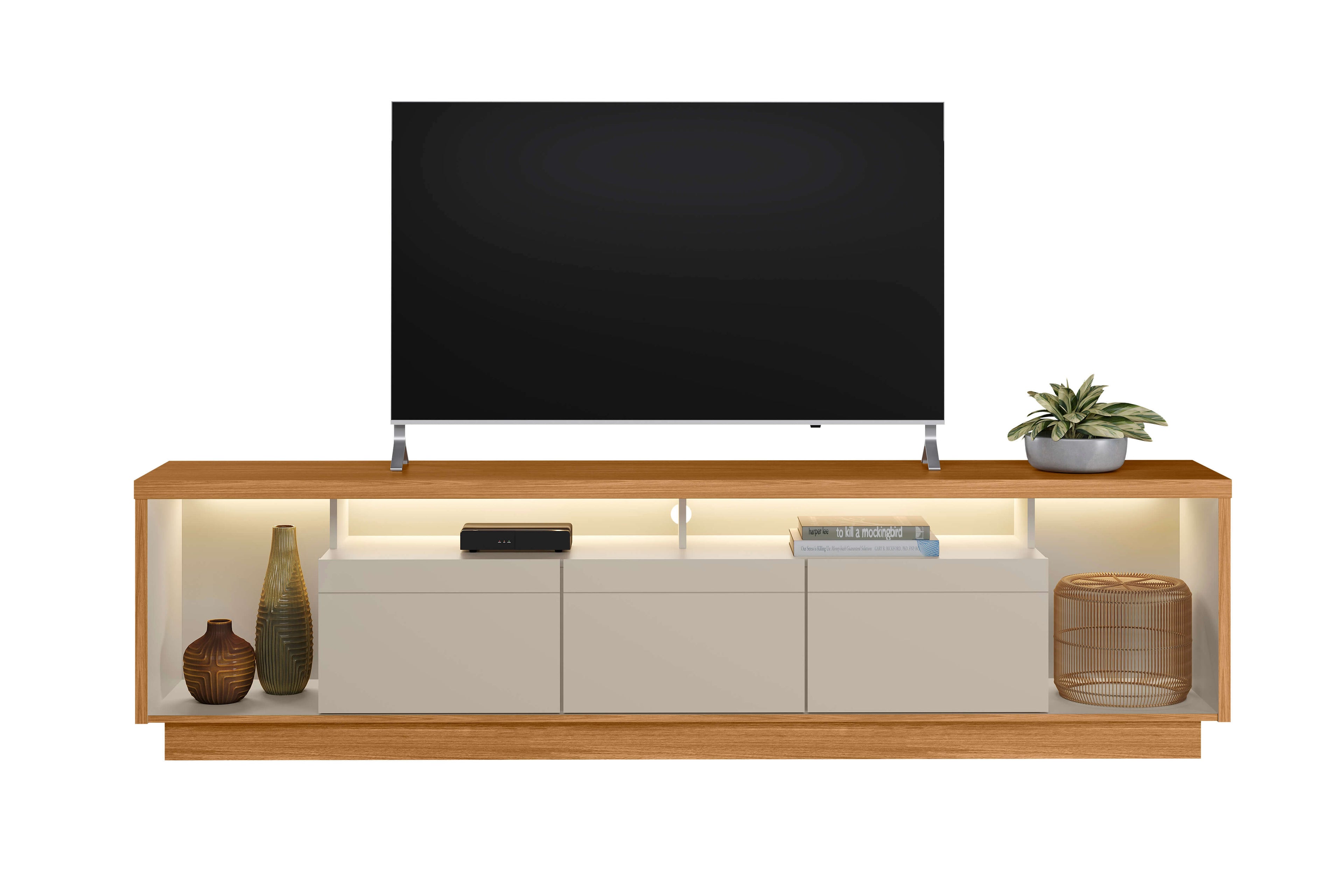 Rack tv Sala Cronos 220cm con tira Led MDF/MDP