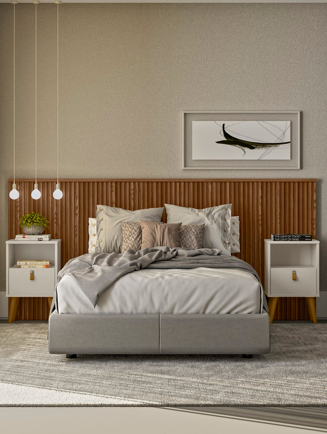 Respaldo de Cama con Listones de Madera Rafaela 240CM