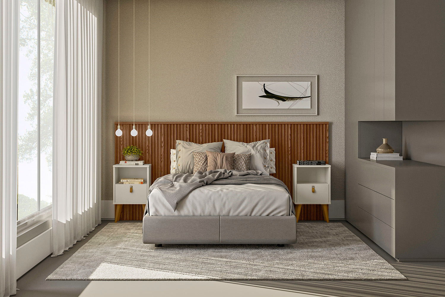 Respaldo de Cama con Listones de Madera Rafaela 240CM