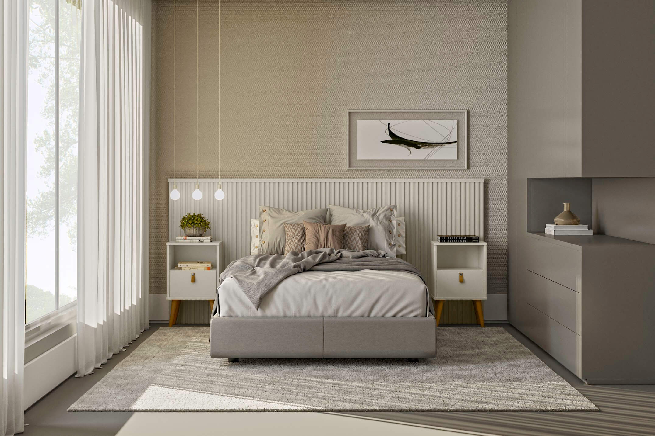 Respaldo de Cama con Listones de Madera Rafaela 240CM